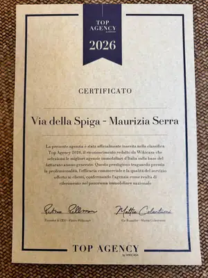 Certificato Top Agency 2026 di Wikicasa assegnato a Via della Spiga, Maurizia Serra, agenzia immobiliare di Milano